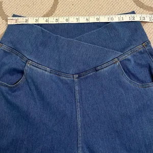 Halara Flex High Waisted Crossover Pocket Washed Flare Jeans Size Medium thumbnail 6