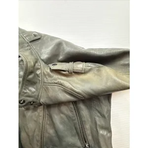 Banana Republic 100% Leather Women S Green Soft Jacket Moto Discolored thumbnail 9