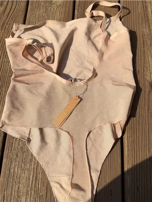 SKIMS Sheer Mesh Bodysuit Nude Blush High Cut Size Large NWT thumbnail 2