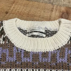 Anthropologie Women's Chunky Wool Blend Multicolor Fabiana Sweater Sz XS Neutral thumbnail 6