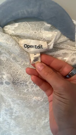 Open Edit White Lace Long Sleeve Shirt thumbnail 4