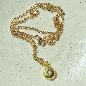Handmade gold tone stainless oval beam necklace🌟 thumbnail 5
