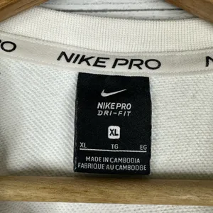 Nike Pro Womens size XL Dri-FIT Get Fit Crew Sweatshirt Cropped dd1955 White thumbnail 7