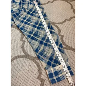 Free People Blue Cream Plaid Sheer Chiffon High Low Blouse Shirt Size Small thumbnail 12