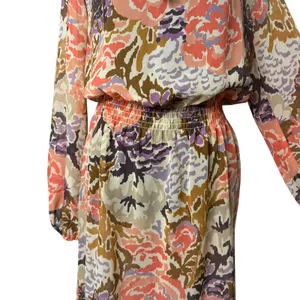 Ralph Lauren BOHO Retro Sheer Chiffon Dress Womens 4 Tie‎ Neck Smocked Indie thumbnail 4