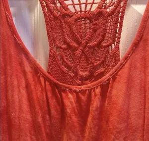 Love Notes Boho Coral Red Tie-Dye Tank Top thumbnail 8