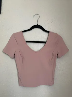 Lululemon Align T Shirt Size 4 Pink Clay Short Sleeve V Neck Buttery Soft thumbnail 5