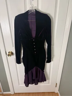House of CB Dahna Dark Purple Velvet Corset Dress S thumbnail 3