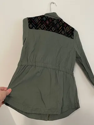 MODCLOTH Keep a Woven Mind Jacket Olive Army Green Multi Aztec Boho Embroidered thumbnail 17