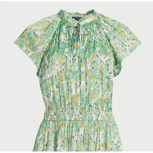 Scoop Womens Dress Sz XS Blurred Ikat Satin Ruffle Mini Cap Sleeve Cottagecore thumbnail 6