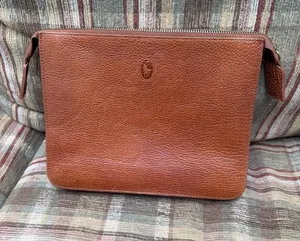 Ralph Lauren Chestnut Brown Pebbled Leather Wristlet Clutch thumbnail 1