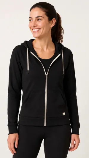 Vuori Halo Performance Full Zip Hoodie Jacket Sz M Black Soft Lounge thumbnail 1