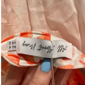 NWT All About May Orange Floral Halter‎ Midi Dress Size US 2 Vacation Open Back thumbnail 5