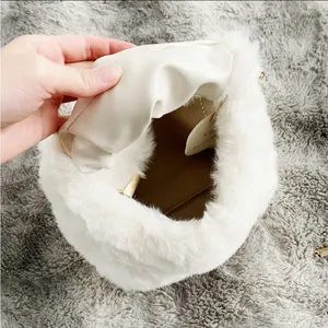White Y2K Faux Fur Soft Two-way Crossbody Mini Handbag Purse thumbnail 5