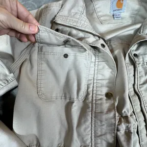 Carhartt Womens Medium Tan Ripstop Utility Field Jacket Chore Coat Beige Canvas thumbnail 14