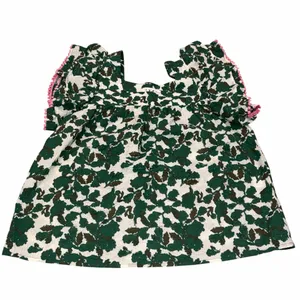THML Green Printed Puff Sleeve Textured Top Blouse Small thumbnail 2