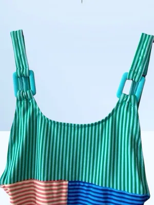 Aerie Color Block Stripe Cheekiest One Piece Swimsuit XS NWT thumbnail 4