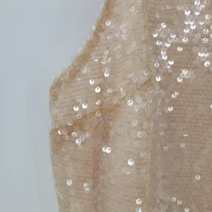 A New Day Womens Sequin Tank Top Medium Cream Sleeveless V Neck Holiday Party thumbnail 6