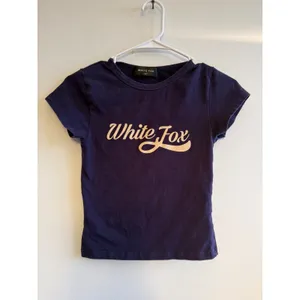 White Fox Boutique Women Navy Blue Graphic Logo Baby Tee XS Short Sleeve Shirt thumbnail 2