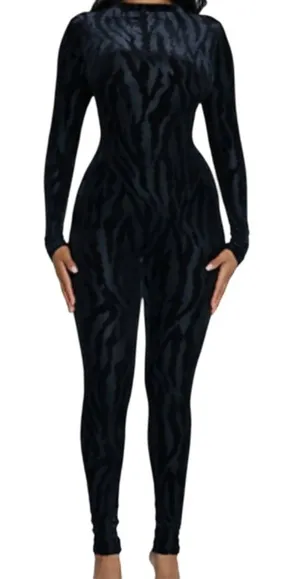 Pre loved Naked Wardrobe Black Tiger print catsuit thumbnail 1