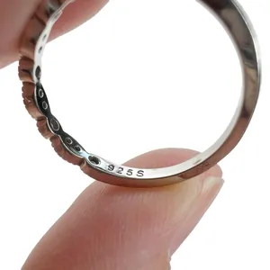 Marquise & Round Shapes Clear Glass Stones Sterling Silver Stackable Ring thumbnail 10