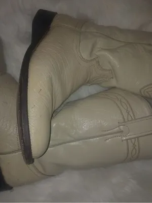 Justin Boots 6 Vintage Natural Ostrich Quill Cowgirl Western Boots in Light Beige thumbnail 4
