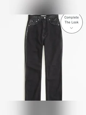 Abercrombie & Fitch The 90’s Straight Ultra High Rise Mixed Fabric Jeans 10 thumbnail 2