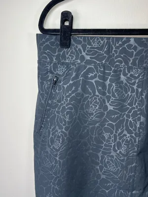 Orvis Travel Skort Skirt Black Rose Embossed Pockets Stretch Athleisure Golf Lg thumbnail 3