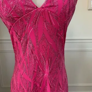 Vintage Y2K Ynes Stretchy BodyCon Mini Dress Bold Pink Glitter S thumbnail 5
