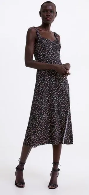 Zara floral print midi dress XS thumbnail 1