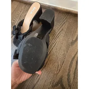 MIA Mechelle Knotted Bow Black Sz 6 Mule Block Heels Quiet Luxury NEW thumbnail 6