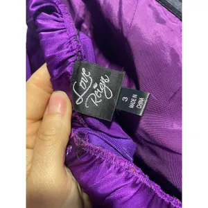 Love Reign‎ Strapless Dress Womens 3 Purple Satin Ruched Bubble Hem Prom Y2K thumbnail 3