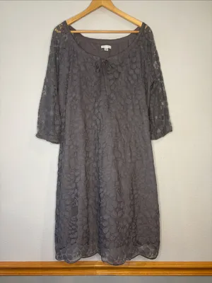 Garnet Hill Boheme Easy lace dress lined gray 12 thumbnail 2