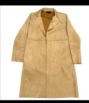 Premise Studio Faux Suede Leather Longline Jacket Trench Coat Camel Tan Size M ECU thumbnail 1