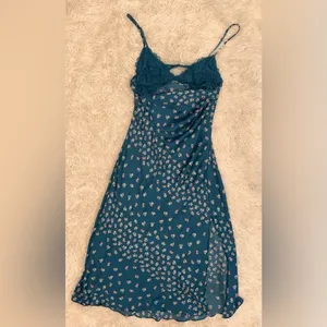 NWOT Free People Gossamer Glow Floral Print Cutout Lace Trim Nightgown Sz L thumbnail 4