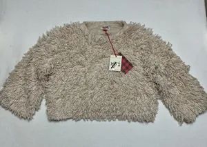 Woolrich x Target Womens Small Shaggy Sweater Cream Fuzzy Cropped NWT $50 thumbnail 1