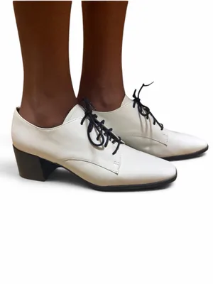 Linea Paolo Ivory Lace-Up Pointed Block Heel Shoes Size 8M thumbnail 2