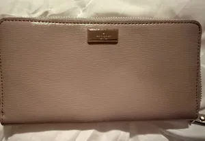 Kate Spade New York Crossgrain Leather Zip Around Wallet Dusty Rose Taupe thumbnail 1
