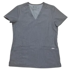 FIGS Technical Collection Casma Scrub Top V-Neck Short Sleeve Heathered Gray XS thumbnail 2