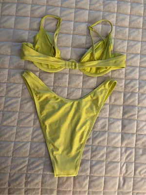 Garage Neon Yellow Bikini Women’s Size L thumbnail 7