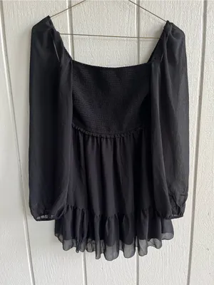 Aritzia Wilfred Tempest Mini Dress Smocked Chiffon in‎ Black Size S thumbnail 1
