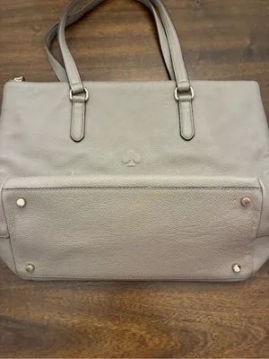 Kate Spade Larchmont Avenue Logo Penny Tote Bag Leather Purse Cityscape Taupe thumbnail 3