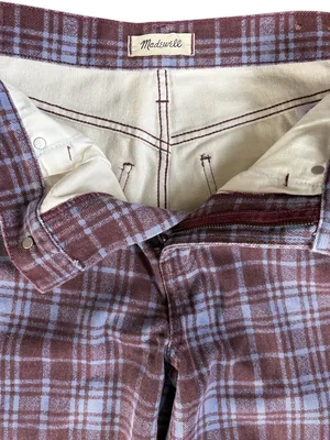 Like New Madewell The Perfect Vintage Straight Jeans Cabernet Plaid Size 26 thumbnail 7