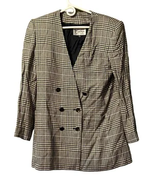 Vintage Stirling‎ Cooper Checkered Blazer Jacket Size 8 Business thumbnail 1