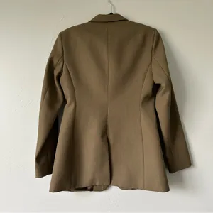 Banana Republic Riding Jacket Blazer Wool Blend Olive Brown Sze 4 Preppy Neutral thumbnail 8