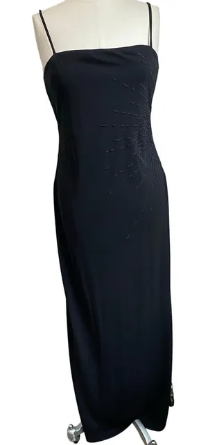 City Triangle Black Maxi Dress M Y2K Whimsigoth Square‎ Neck Dark Romantic thumbnail 1
