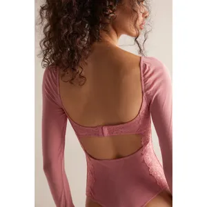 Free People -Suddenly fine bodysuit in Glowing Mauve Size Small NWT thumbnail 4
