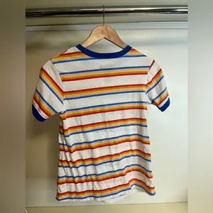 Stranger Things Netflix Rainbow Stripe Hawkins Indiana Ringer T-Shirt XS thumbnail 4