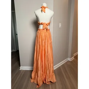 Sabina Musayev Peach Sierra Cutout Halter Maxi Dress Size S thumbnail 4