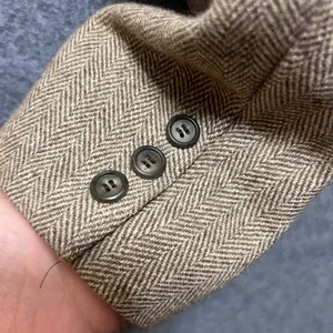 Vintage TJW Women's Blazer 14 Brown Herringbone Wool Silk Tweed Made‎ in Japan thumbnail 7